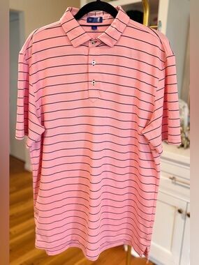 Stitch Apex Stripe Pink & Navy Polo Shirt Size Large